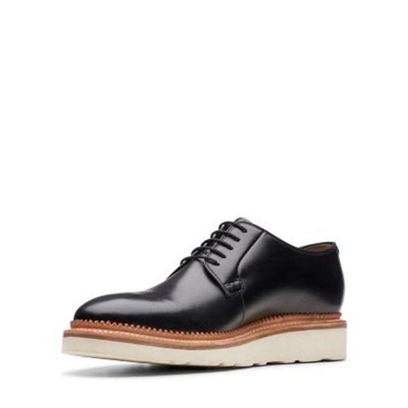 NEW!! Men’s Bostonian Rhodes Wedge Lace Up Black Leather Size 12M